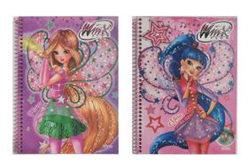 Kit caderno capa dura 1 matéria 80lfs com adesivo espiral infanto juvenil 3 unidades