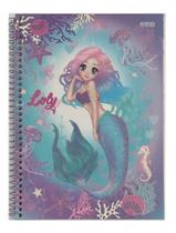 Kit caderno capa dura 1 matéria 96lfs com adesivo espiral infanto juvenil 3 unidades