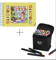 Kit Caderno de Colorir Bobbie Goods + Kit Canetinha Duas Pontas com 48 Cores