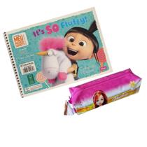 Kit Caderno Desenho Esp 48fls Malvado Favorito e Estojo