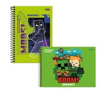 Kit Caderno Espiral Minecraft + Caderno Desenho Minecraft