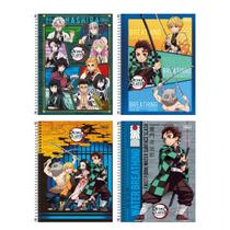 Kit Caderno Espiral Univ 1 Materia Demon Slayer 80 Fls Tilibra 4Und