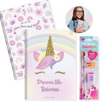 Kit Caderno Grande Unicórnio Brochura Capa Dura Kit 2un com Pauta + Kit Escolar 4pcs Ensino Fundamental - São Domingos Animativa Kit Caderno Grande Unicórnio Brochura Capa Dura Kit 2un com Pauta + Kit Escolar 4pcs Ensino Fundamental - São Domingos Animativa