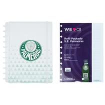 Kit Caderno Inteligente Palmeiras Alviverde Branco e Refil Extra com 50 Folhas Tamanho Grande de Disco
