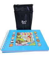Kit Caderno Para Colorir Bobbie Goods Azul + Canetinha Marca Texto 24 Cores