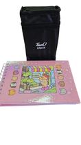 Kit Caderno Para Colorir Bobbie Goods Rosa claro com Holográfico + Canetinha Marca Texto 24 Cores