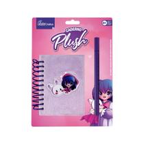 Kit Caderno Plush com Caneta Roxa e Aplique 3D Fenix - FPM-571 Kit Caderno Plush com Caneta Roxa e Aplique 3D Fenix - FPM-571