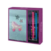 Kit Caderno Plush Patins com Canetas e Adesivos Fenix - FPM-569