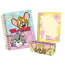 Kit Caderno Smart + 1 Bloco de Carta + Estojo Tom e Jerry - Luxcel
