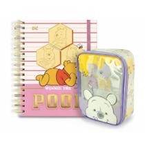 Kit Caderno Smart Pooh Colegial A5 10 Matérias Folhas Removível Com 10divisórias + Estojo Baú Pooh DAC