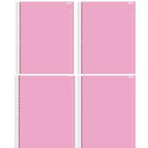 Kit Caderno Universitario 1 Materia Colors Rosa 80 Folhas 4 und