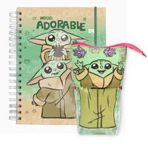 Kit Caderno Universitário Smart Dac Yoda Mandalorian +Estojo