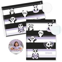 Kit Caderno Urso Panda Brochura 80 Folhas e Desenho 60 Folhas Capa Dura Escolar para Ensino Infantil e Fundamental Kit Caderno Urso Panda Brochura 80 Folhas e Desenho 60 Folhas Capa Dura Escolar para Ensino Infantil e Fundamental