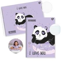 Kit Caderno Urso Panda Brochura 80 Folhas e Desenho 60 Folhas Capa Dura Escolar para Ensino Infantil e Fundamental Kit Caderno Urso Panda Brochura 80 Folhas e Desenho 60 Folhas Capa Dura Escolar para Ensino Infantil e Fundamental