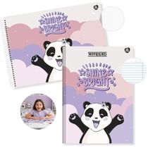 Kit Caderno Urso Panda Brochura 80 Folhas e Desenho 60 Folhas Capa Dura Escolar para Ensino Infantil e Fundamental Kit Caderno Urso Panda Brochura 80 Folhas e Desenho 60 Folhas Capa Dura Escolar para Ensino Infantil e Fundamental