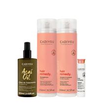 Kit Cadiveu Essentials Hair Remedy Shampoo Condicionador Ampola e Açaí Oil 60 (4 produtos) Kit Cadiveu Essentials Hair Remedy Shampoo Condicionador Ampola e Açaí Oil 60 (4 produtos)