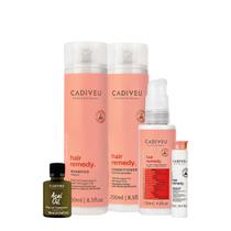 Kit Cadiveu Essentials Hair Remedy Shampoo Condicionador Leave-in Sérum Ampola e Açaí Oil (5 produtos)