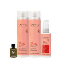 Kit Cadiveu Essentials Hair Remedy Shampoo Condicionador Leave-in Sérum e Açaí Oil (4 produtos)