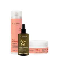 Kit Cadiveu Essentials Hair Remedy Shampoo Máscara e Açaí Oil 60 (3 produtos)