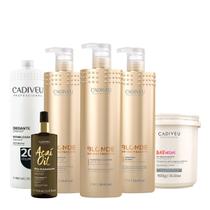 Kit Cadiveu Professional Blonde Reconstructor Shampoo Condicionador Máscara Ox 20v Buriti Mechas e Açai Oil (6 produtos)