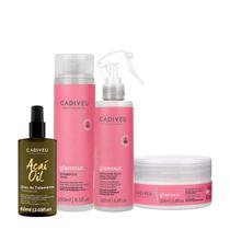 Kit Cadiveu Professional Essentials Glamour Shampoo Máscara Fluido e Açaí Oil (4 produtos)