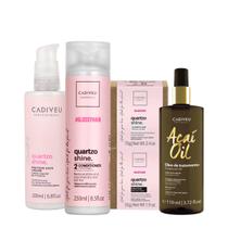 Kit Cadiveu Professional Essentials Quartzo Shine Shampoo Barra Condicionador Máscara Barra Pré-Shampoo e Açaí Oil 110 (