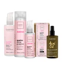 Kit Cadiveu Professional Essentials Quartzo Shine Shampoo Barra Condicionador Máscara Barra Pré-Shampoo Leave-in e Açaí