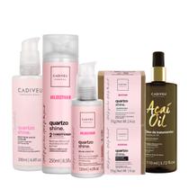 Kit Cadiveu Professional Essentials Quartzo Shine Shampoo Barra Condicionador Máscara Barra Pré-Shampoo Leave-in e Açaí
