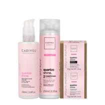 Kit Cadiveu Professional Essentials Quartzo Shine Shampoo em Barra Condicionador Máscara em Barra e Pré Shampoo (4 produ