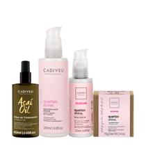 Kit Cadiveu Professional Essentials Quartzo Shine Shampoo em Barra Pré-Shampoo Leave-in e Açaí Oil 60 (4 produtos)