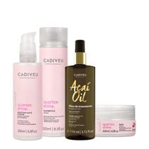 Kit Cadiveu Professional Essentials Quartzo Shine Shampoo Máscara Pré-Shampoo e Açaí Oil 110 (4 produtos)