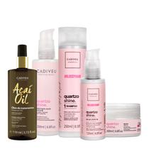 Kit Cadiveu Professional Essentials Quartzo Shine Shampoo Máscara Pré-Shampoo Leave-in e Açaí Oil 110 (5 produtos)