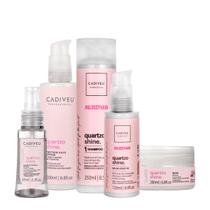 Kit Cadiveu Professional Essentials Quartzo Shine Shampoo Máscara Pré Shampoo Óleo e Leave-in (5 produtos)
