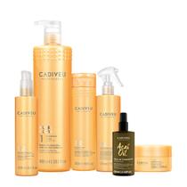 Kit Cadiveu Professional Nutri Glow Shampoo Condicionador Máscara Fluído Booster e Açaí Oil 60 (6 produtos)