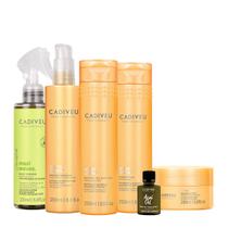 Kit Cadiveu Professional Nutri Glow Shampoo Condicionador Máscara Fluído Leave-in e Açaí Oil (6 produtos)