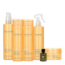 Kit Cadiveu Professional Nutri Glow Shampoo Condicionador Máscara Pré-Shampoo Fluído e Açaí Oil (6 produtos)