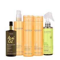 Kit Cadiveu Professional Nutri Glow Shampoo Condicionador Maxi Ondas Booster Pré Shampoo e Açaí Oil 110 (5 produtos)