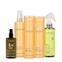 Kit Cadiveu Professional Nutri Glow Shampoo Condicionador Maxi Ondas Booster Pré Shampoo e Açaí Oil 60 (5 produtos)