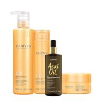 Kit Cadiveu Professional Nutri Glow Shampoo Máscara Cera e Açaí Oil 110 (4 produtos)