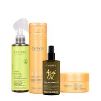 Kit Cadiveu Professional Nutri Glow Shampoo Máscara Maxi Ondas e Açaí Oil 60 (4 produtos)