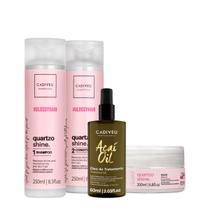 Kit Cadiveu Professional Quartzo Shine Shampoo Condicionador Máscara e Açaí Oil 60 (4 produtos)