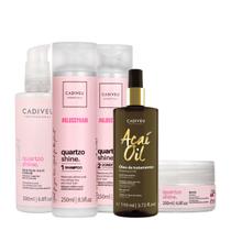 Kit Cadiveu Professional Quartzo Shine Shampoo Condicionador Máscara Pré-Shampoo e Açaí Oil 110 (5 produtos)