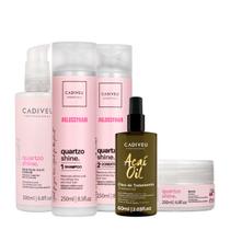 Kit Cadiveu Professional Quartzo Shine Shampoo Condicionador Máscara Pré-Shampoo e Açaí Oil 60 (5 produtos)