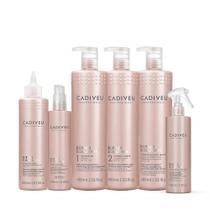 Kit Cadiveu Repair Solution Shampoo Sem Sulfato Condicionador Máscara Shot Proteina e Fluido Leave-in (6 produtos)