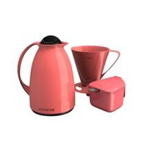 Kit Café 03 Peças Rosa com Garrafa Térmica Açucareiro Coador