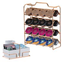 Kit Café 2 Peças Suporte 32 Cápsulas Dolce Gusto Porta Sachês Cobre Rose Gold - Future