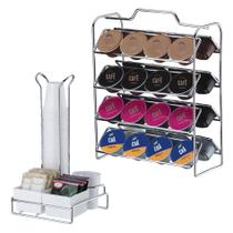 Kit Café 2 Peças Suporte 32 Cápsulas Dolce Gusto Porta Saches Copos Mexedor Cromado - Future Kit Café 2 Peças Suporte 32 Cápsulas Dolce Gusto Porta Saches Copos Mexedor Cromado - Future