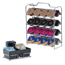 Kit Café 2 Peças Suporte 32 Cápsulas Dolce Gusto Porta Saches Cromado - Future Kit Café 2 Peças Suporte 32 Cápsulas Dolce Gusto Porta Saches Cromado - Future