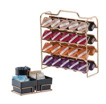 Kit Café 2 Peças Suporte 40 Cápsulas Três Corações Porta Sachês Cobre Rose Gold - Future Kit Café 2 Peças Suporte 40 Cápsulas Três Corações Porta Sachês Cobre Rose Gold - Future