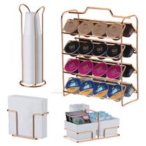 Kit Café 4 Peças Suporte 32 Cápsulas Dolce Gusto Porta Copos Guardanapos Sachês Rose Gold - Future Kit Café 4 Peças Suporte 32 Cápsulas Dolce Gusto Porta Copos Guardanapos Sachês Rose Gold - Future